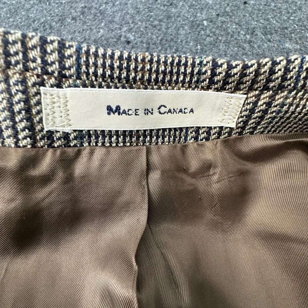 Polo University Club Ralph Lauren Sport Coat Men 44T Brown Plaid Silk Wool Coat